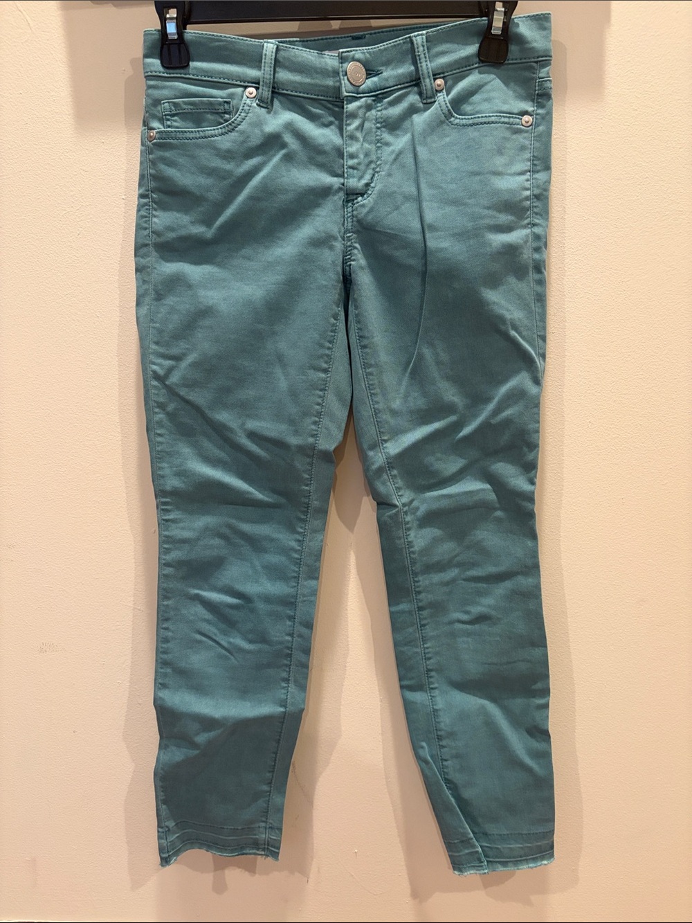 LOFT Teal Crop Skinny Jeans